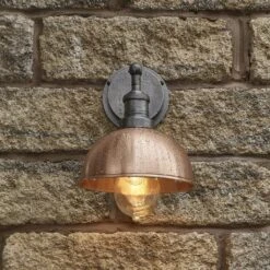 Brooklyn Outdoor & Bathroom Dome Wall Light - 8 Inch - Copper -Lumi Home Shop BR OD DWL8 C PH SO In Situ Lit LR ret