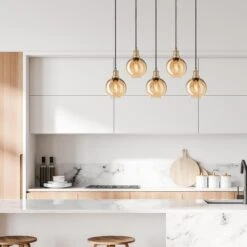 Brooklyn Tinted Glass Globe 5 Wire Cluster Lights - 7 Inch - Amber -Lumi Home Shop BR TGL GL7 5WCL A BHINDUSTVILLEB2CKITCHENJAPANDIAdobeStock