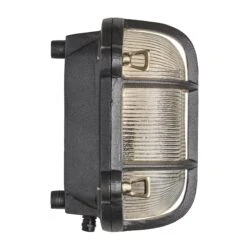 6 Inch Black Bulkhead Outdoor & Bathroom Oval Wall Light With Versatile Side & Rear Wiring Options -Lumi Home Shop Bulkhead Wall Light Black Oval Back Side Wiring BK IP65 OWL6 BK BSW RB Side Industville