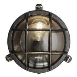 8 Inch Black Bulkhead Outdoor & Bathroom Round Wall Light With Versatile Side & Rear Wiring Options 15 8 Inch Black Bulkhead Outdoor & Bathroom Round Wall Light With Versatile Side & Rear Wiring Options -Lumi Home Shop Bulkhead Wall Light Black Round Clear Glass Back Side Wiring BK IP65 RWL8 BK BSW CL Front Industville