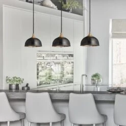 Chelsea Dome Pendant - 8 Inch - Pewter & Brass 15 Chelsea Dome Pendant - 8 Inch - Pewter & Brass -Lumi Home Shop CH D8 3WCL BP BH In Situ Grid13 3