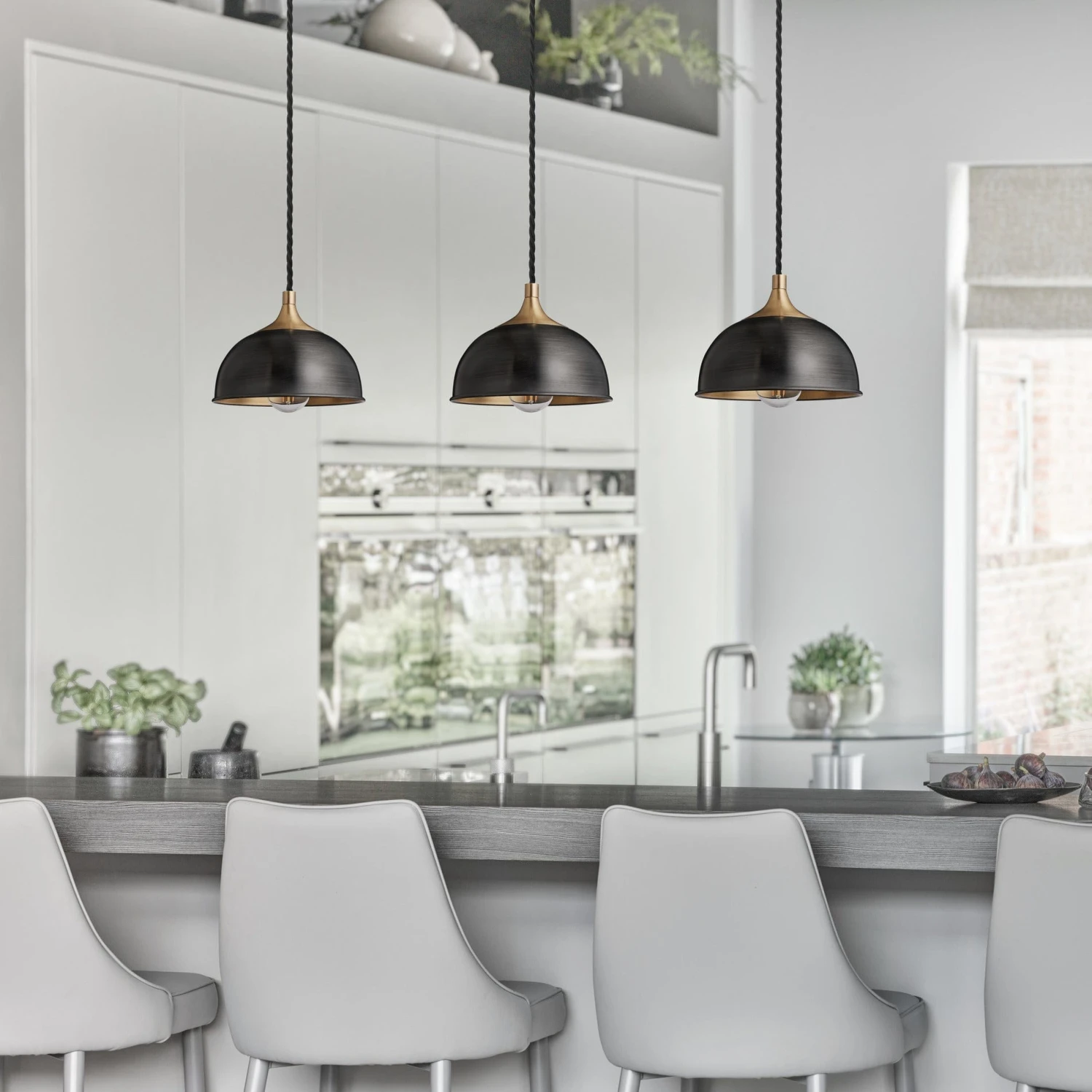 Chelsea Dome Pendant - 8 Inch - Pewter & Brass 9 Chelsea Dome Pendant - 8 Inch - Pewter & Brass - Image 7