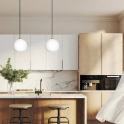 Chelsea Opal Glass Globe Pendant Light - 9 Inch - White -Lumi Home Shop CH OGL GLP9 W BHINDUSTVILLEB2CKITCHENAdobeStock