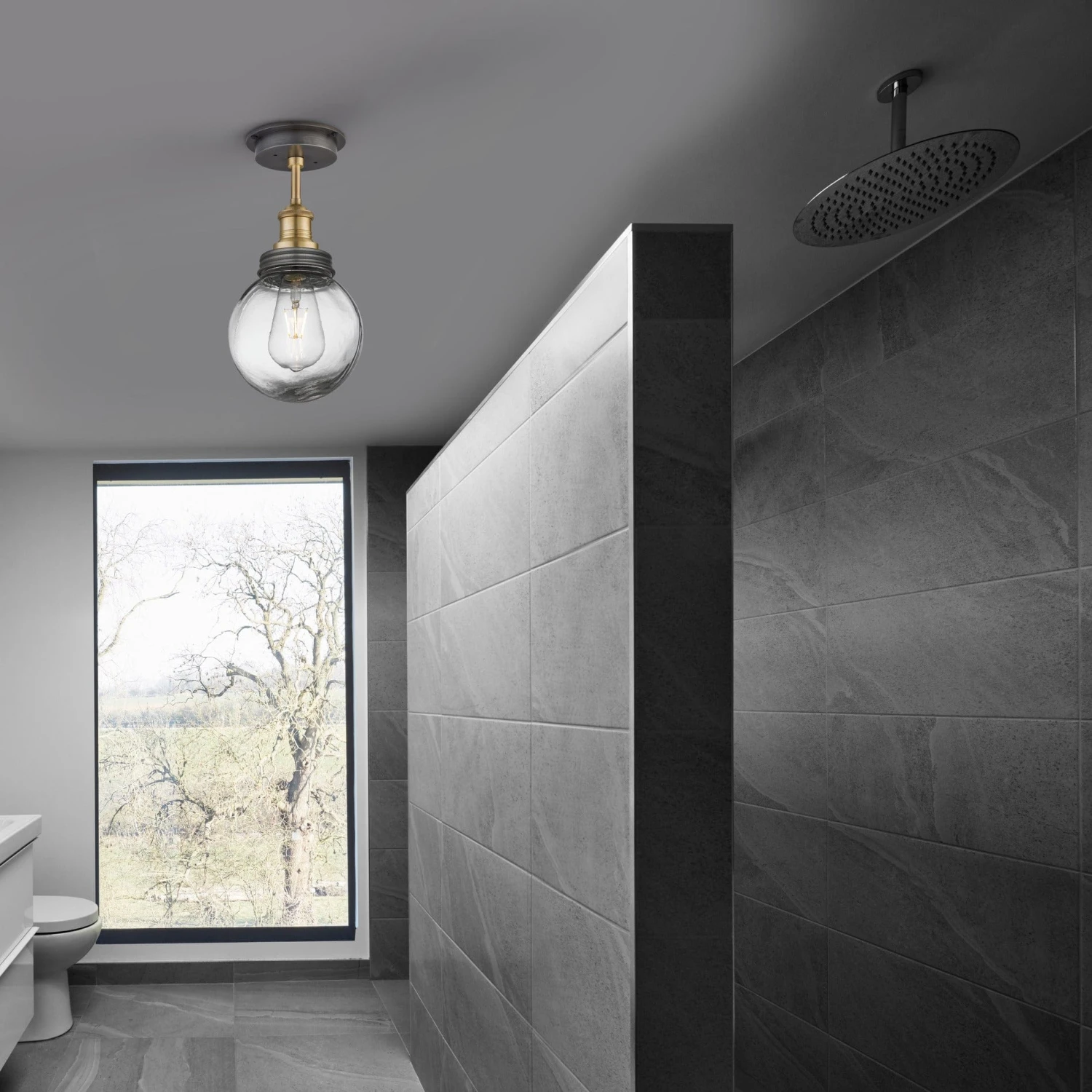 Brooklyn Outdoor & Bathroom Globe Flush Mount - Brass 7 Brooklyn Outdoor & Bathroom Globe Flush Mount - Brass - Image 5