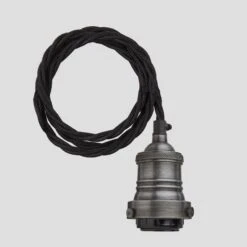 Brooklyn Dome 3 Wire Cluster Lights - 8 Inch - Pewter & Copper -Lumi Home Shop ESE27 Holder Pewter Industville Lighting CordSet FabricFlex Brooklyn BR CS P 2M NCR 58a0f990 7792 495d a9f2 57c7ba5797f8