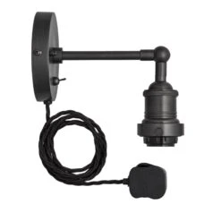 Brooklyn Dome Wall Light - 8 Inch - Pewter - With Plug -Lumi Home Shop ESE27 PlugHolder Pewter Industville Lighting WithPlug FabricFlex Brooklyn BR WL P FLWP 66ed1db0 8ded 4dea bf9f 783fff2f48db