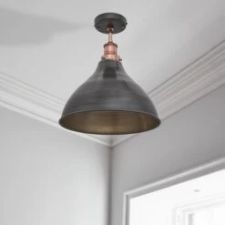 Brooklyn Cone Flush Mount - 12 Inch - Pewter 9 Brooklyn Cone Flush Mount - 12 Inch - Pewter -Lumi Home Shop Flush Mount Cone 13 Pewter