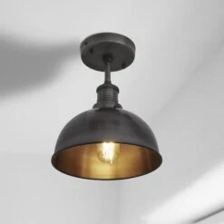 Brooklyn Dome Flush Mount - 8 Inch - Pewter -Lumi Home Shop Flush Mount Dome 8 Pewter