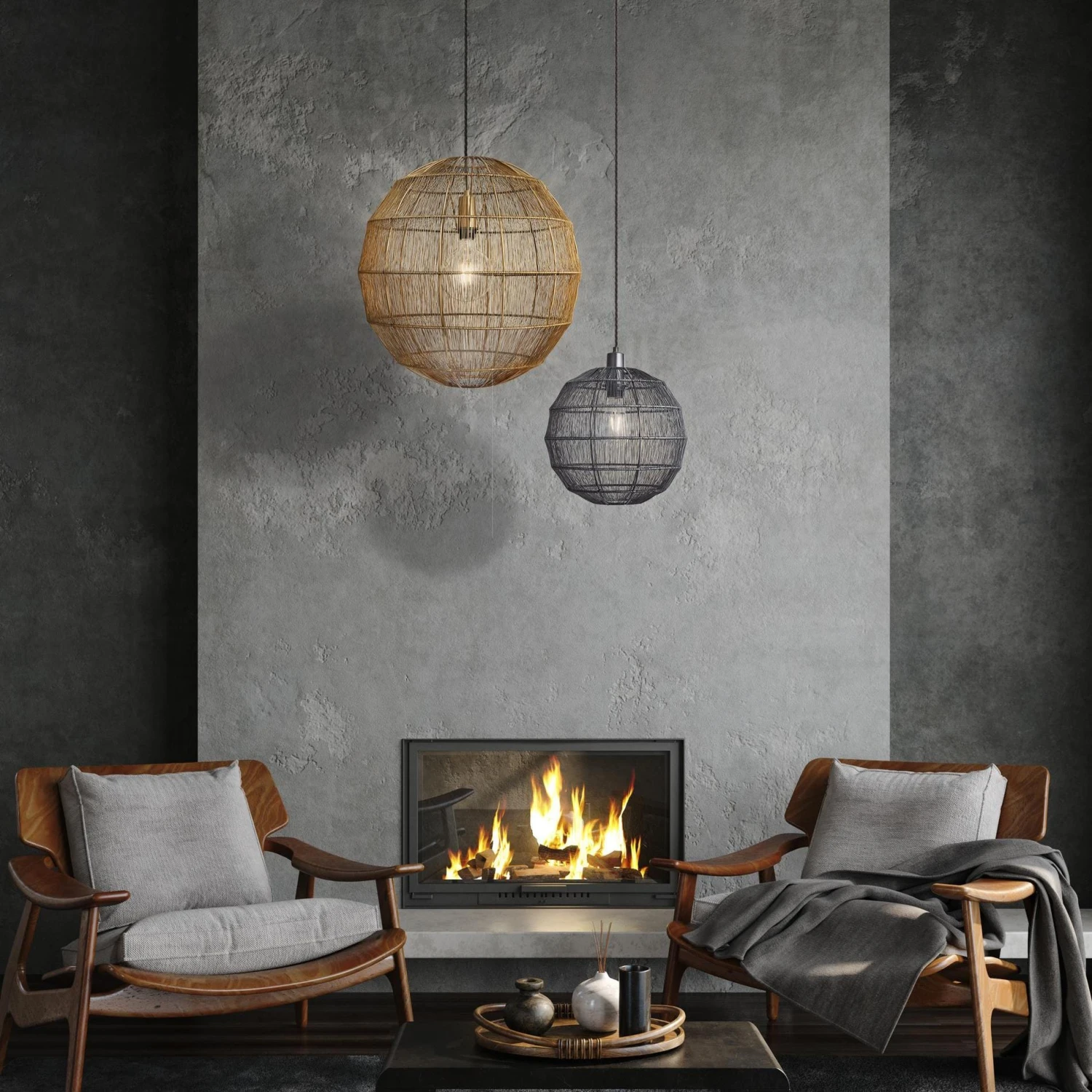 Handcrafted Wire Cage Pendant Light - 20 Inch - Globe - Brass 4 Handcrafted Wire Cage Pendant Light - 20 Inch - Globe - Brass - Image 2