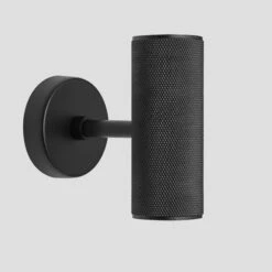 Knurled Edison Double Wall Light - Black -Lumi Home Shop Holder Black Industville Lighting Wall FabricFlex Knurled KN EDWL BK ANGLED