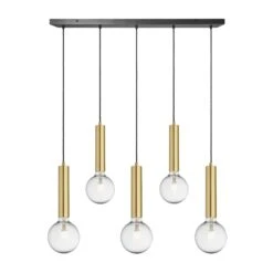Sleek Cylinder 5 Wire Cluster Lights - Brass