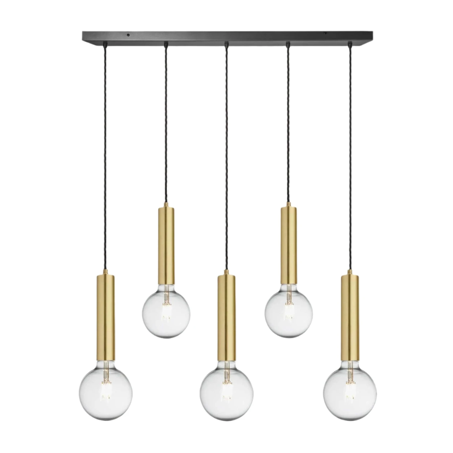 Sleek Cylinder 5 Wire Cluster Lights - Brass 3 Sleek Cylinder 5 Wire Cluster Lights - Brass