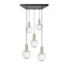 Sleek Edison Square Cluster Lights - 5 Wire - Brass 1 Sleek Edison Square Cluster Lights - 5 Wire - Brass -Lumi Home Shop Holder Brass Industville Lighting 5Wire FabricFlex Sleek SL E 5WSQCL B