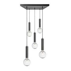 Sleek Cylinder 5 Wire Square Cluster Lights - Pewter