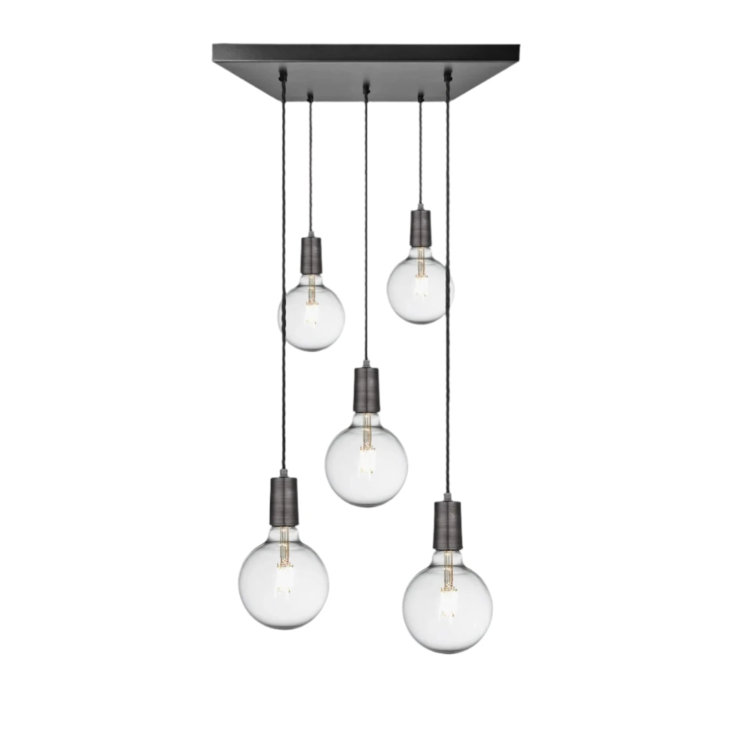 Sleek Edison Square Cluster Lights - 5 Wire - Pewter 3 Sleek Edison Square Cluster Lights - 5 Wire - Pewter