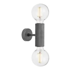 Knurled Edison Double Wall Light - Pewter