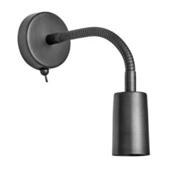 Sleek Edison Adjustable Wall Light - Pewter -Lumi Home Shop Holder Pewter Industville Lighting Wall SleekAdjustable SL EAWL P ANGLED