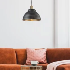 Knurled Dome Pendant - 13 Inch - Pewter & Brass - Pre-order - Expected W/c 13th Of May -Lumi Home Shop KN DP13 BP BHINDUSTVILLEB2CLIVINGROOMAdobestock