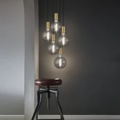 Vintage Giant LED Edison Bulb Old Filament Lamp - 8W E27 Spiral Globe G200 - Smoke Grey -Lumi Home Shop LargeSleek 5light Brass Round