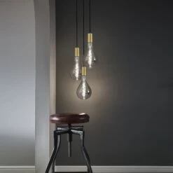 Sleek Large Edison Pendant - 1 Wire – Brass -Lumi Home Shop Large Sleek 3light Brass