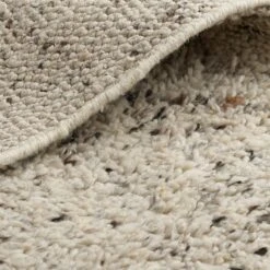 Forres Hand Knotted Shaggy Wool Rug - Cream & Grey -Lumi Home Shop Natural Forres Handknotted Shaggy Wool Cream Grey Rug Industville RG 24 HKSW CR GR Fold Closeup