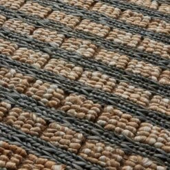 Oxnam Hand Woven Jute Rug - Natural & Teal -Lumi Home Shop Natural Oxnam Handwoven Jute Natural Teal Rug Industville RG 16 HWJ N TL Detail