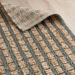 Oxnam Hand Woven Jute Rug - Natural & Teal