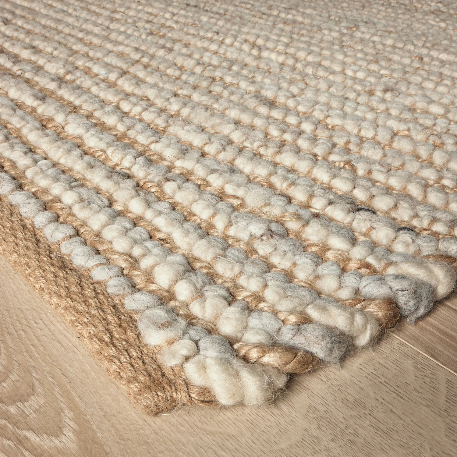 Petton Hand Woven Jute & Wool Rug - Natural & Cream - Image 4