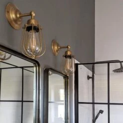 Orlando Wire Cage Wall Light - 4 Inch - Brass -Lumi Home Shop OR WCWL4 BLRINDUSTVILLEB2CBATHROOMBLACKGREY new oldfarmhouse 1