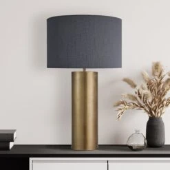 Pillar Geometric Cylinder Table Lamp - Brass - Base Only