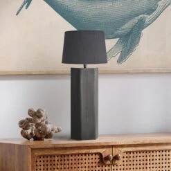 Pillar Geometric Hex Table Lamp - Pewter - Base Only