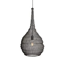 Beehive Wire Cage Metal Mesh Pendant Light - Drop - Pewter -Lumi Home Shop Pendant Pewter Industville Lighting Drop Beehive BE WCMP DR P WhiteBG