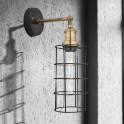 Brooklyn Wire Cage Wall Light - 5 Inch - Pewter - Cylinder 15 Brooklyn Wire Cage Wall Light - 5 Inch - Pewter - Cylinder -Lumi Home Shop RustyWire Cylinder Black Brooklyn Brass Wall In Situ