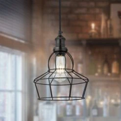 Brooklyn Wire Cage Pendant - 8 Inch - Pewter - Rose 13 Brooklyn Wire Cage Pendant - 8 Inch - Pewter - Rose -Lumi Home Shop RustyWire Rose Black Brooklyn Pewter In Situ