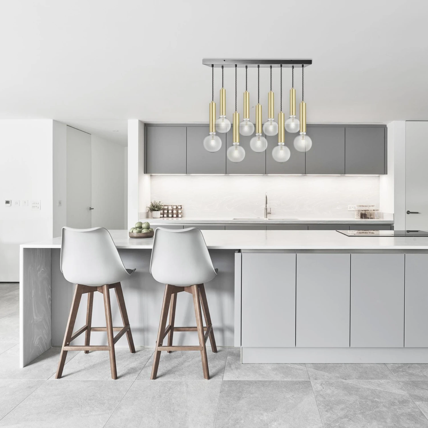 Sleek Cylinder 9 Wire Cluster Lights - Brass 6 Sleek Cylinder 9 Wire Cluster Lights - Brass - Image 4