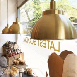 Sleek Dome Pendant - 13 Inch - Brass 11 Sleek Dome Pendant - 13 Inch - Brass -Lumi Home Shop SL DP13 LR EDIT Industville COMMERCIAL CAFE llscafe London s Latest Scandal HAMPSTEAD