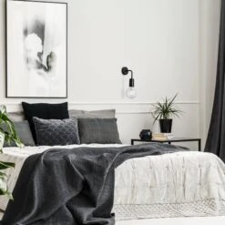 Sleek Edison Wall Light - Black -Lumi Home Shop SL EWL BK INDUSTVILLE B2C Angled Bedroom AdobeStock 1