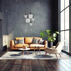 Sleek Tinted Glass Schoolhouse Pendant - 10 Inch - Smoke Grey -Lumi Home Shop SL TGL SHP10 SG BKH INDUSTVILLE B2C Livingroom AdobeStock 1