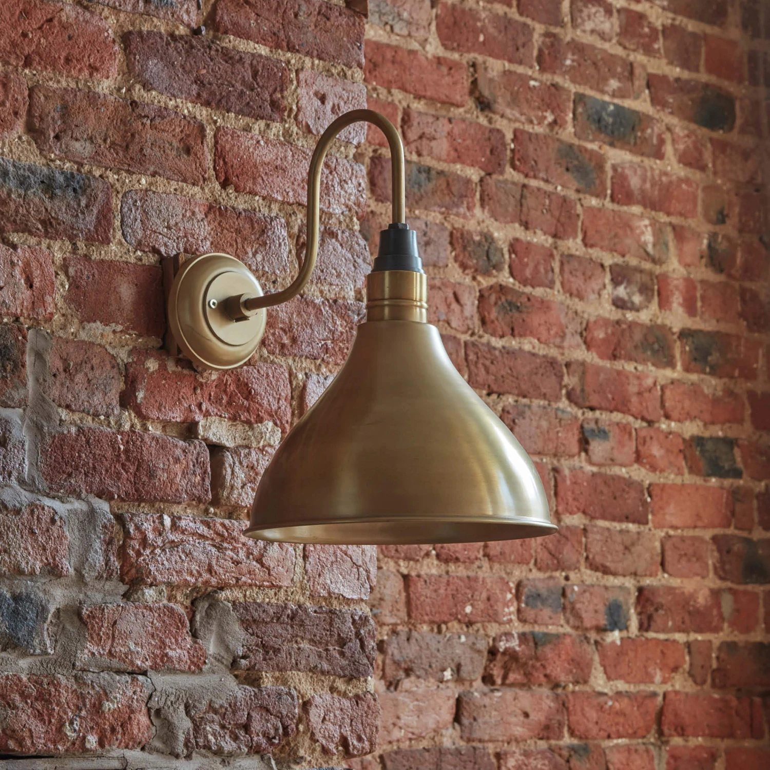 Swan Neck Cone Wall Light - 12 Inch - Brass 4 Swan Neck Cone Wall Light - 12 Inch - Brass - Image 2