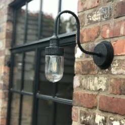 Swan Neck Outdoor & Bathroom Wall Light - Pewter - Tube Glass -Lumi Home Shop SN IP65 WL P Industville RESIDENTIALEXTERIORWALLLynneTaylor Industville2 1