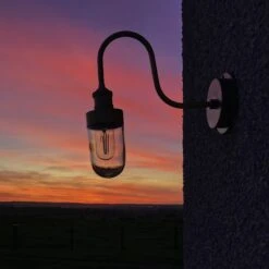 Swan Neck Outdoor & Bathroom Wall Light - Pewter - Tube Glass -Lumi Home Shop SN IP65 Industville RESIDENTIAL OUTDOOR Hughs