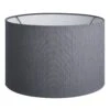 Drum - Large - Grey Dupion Silk - Lampshade Only -Lumi Home Shop Shade Grey Dupion Silk Industville Lighting Drum DR L GRDS LSO angled