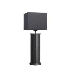 Marble Pillar Cylinder Table Lamp - Black & Pewter 16 Marble Pillar Cylinder Table Lamp - Black & Pewter -Lumi Home Shop T5HNTN R