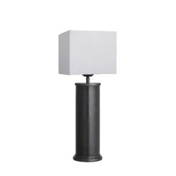 Marble Pillar Cylinder Table Lamp - Black & Pewter 14 Marble Pillar Cylinder Table Lamp - Black & Pewter -Lumi Home Shop TGA4JI 1