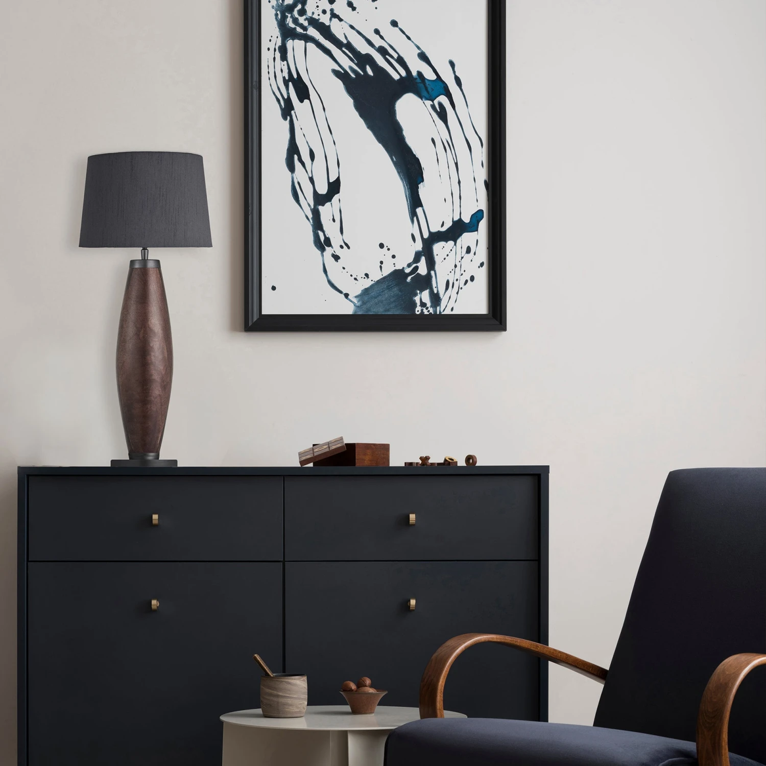 Wooden Geometric Pillar Table Lamp - Walnut - Expected W/c 29th Of July 4 Wooden Geometric Pillar Table Lamp - Walnut - Expected W/c 29th Of July - Image 2