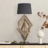 Wooden Geometric Polygon Table Lamp - Natural - Base Only 2 Wooden Geometric Polygon Table Lamp - Natural - Base Only -Lumi Home Shop WO GE POTL N GR SEM INDUSTVILLE B2C HALLWAY BO Closeup