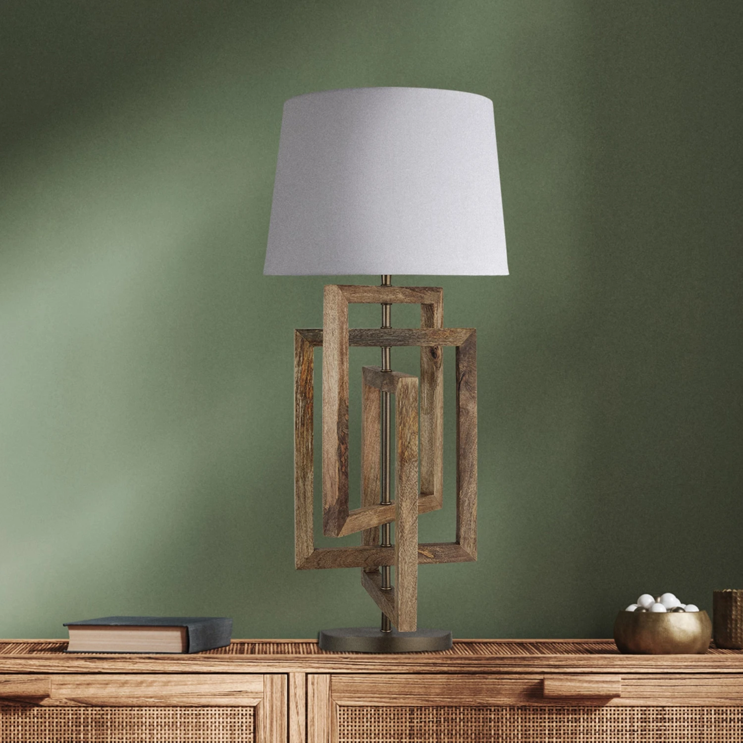 Wooden Geometric Rectangle Table Lamp - Natural - Base Only 3 Wooden Geometric Rectangle Table Lamp - Natural - Base Only