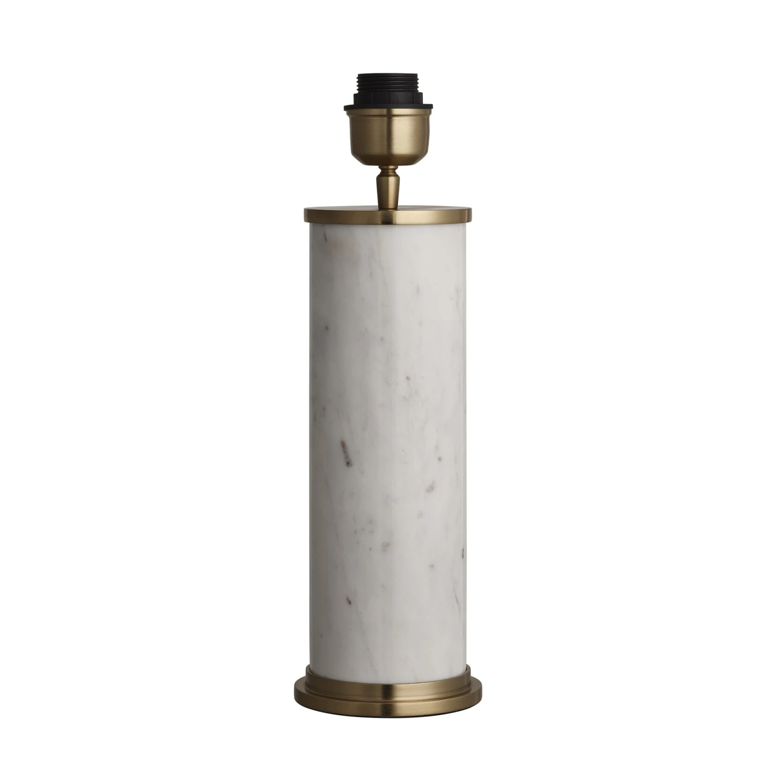 Marble Pillar Cylinder Table Lamp - White & Brass - Image 9