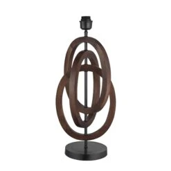 Wooden Geometric Circle Table Lamp - Walnut - Base Only