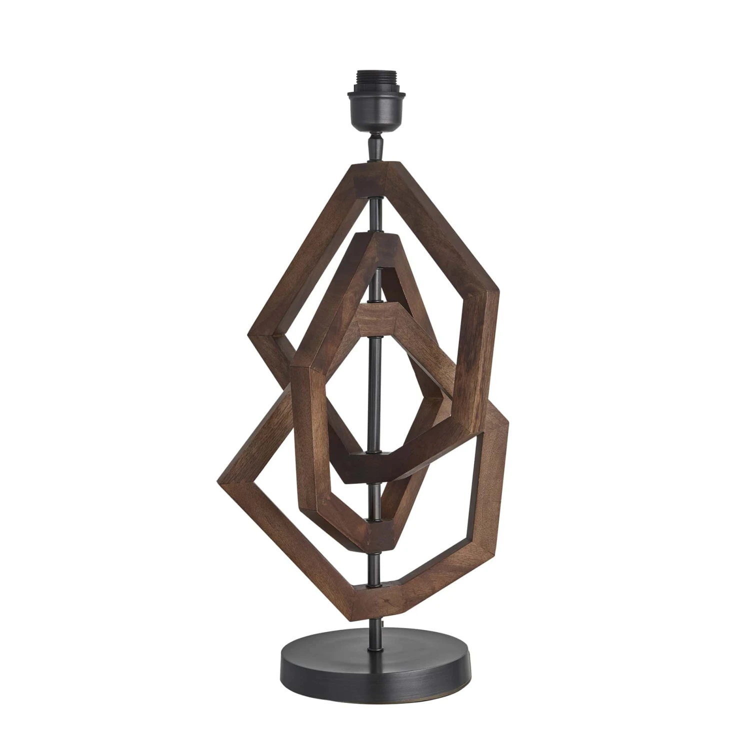 Wooden Geometric Polygon Table Lamp - Walnut - Base Only 4 Wooden Geometric Polygon Table Lamp - Walnut - Base Only - Image 2